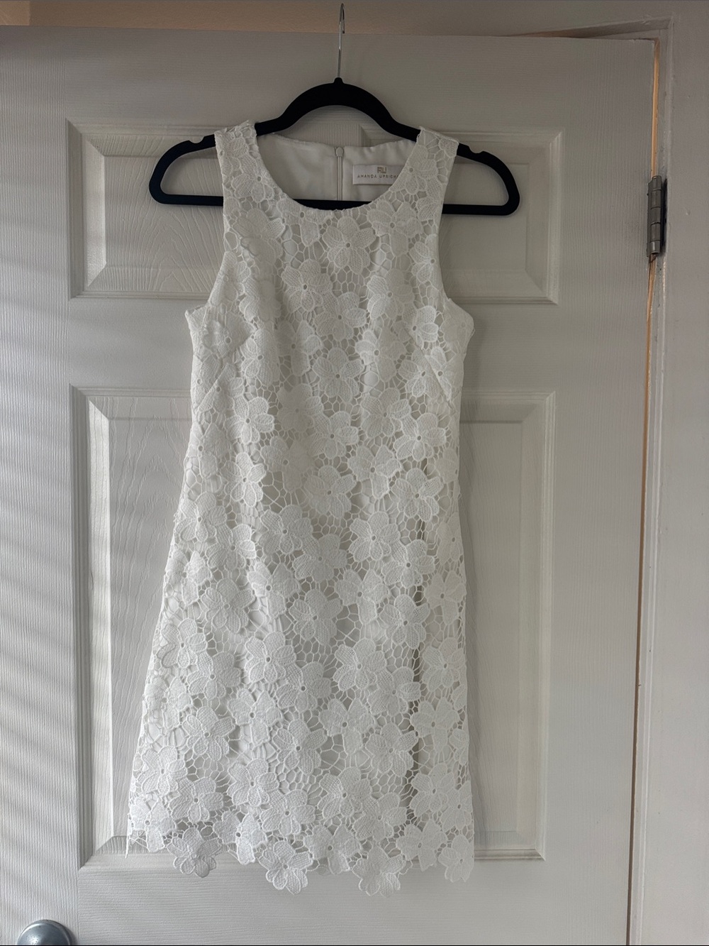 Floral Lace Sleeveless White Mini Dress